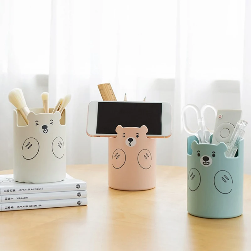 Cute Cartoon Bear Pen Holder Round Desktop Cosmetics Lipstick Brush Storage Box Large Capacity Pen Organizer School Stationery
Cute Cartoon Bear Pen Holder Round Desktop Cosmetics Lipstick Brush Storage Box Large Capacity Pen Organizer School Stationery