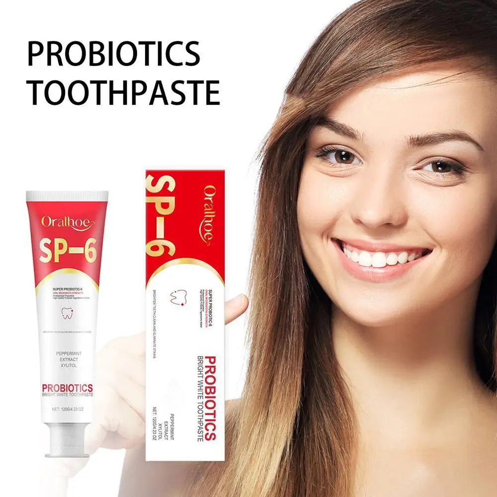 SP-6 Probiotic Whitening Toothpaste Removes Bad Breath Dental Plate Stain Oral Care Tooth Care 120g For Women And Men
SP-6 Probiotic Whitening Toothpaste Removes Bad Breath Dental Plate Stain Oral Care Tooth Care 120g For Women And Men