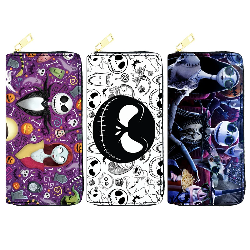 

New Disney Jack Skellington Wallet Anime Figure Purse Portable Cartoon Card Holder Fashion Coin Purse Money Clip Birthday Gifts