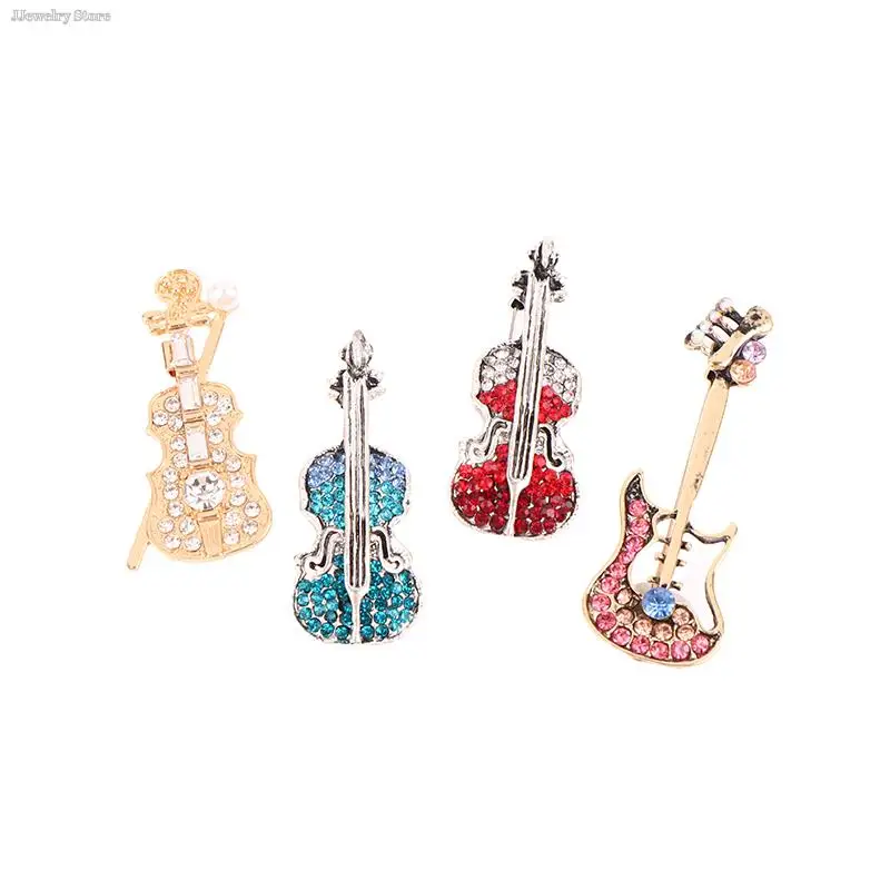 

1pc Fashion Women Violin Brooches Pins Punk Personality Brooches Crystal Rhinestone Pin Jewelry Accessories Brooch