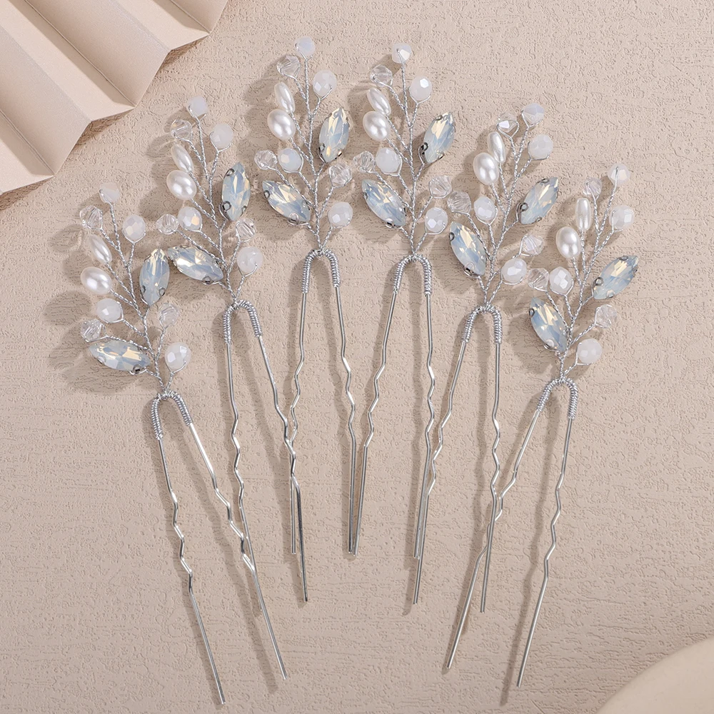 6PCS Crystal Wedding Hair Accessories Pearl Rhinestone Hair Pins for Women Bridal Headpiece 10Color Bride Party Hairpins Jewelry 23 S694e4f0073be490a9b3c5e08b176e188Q