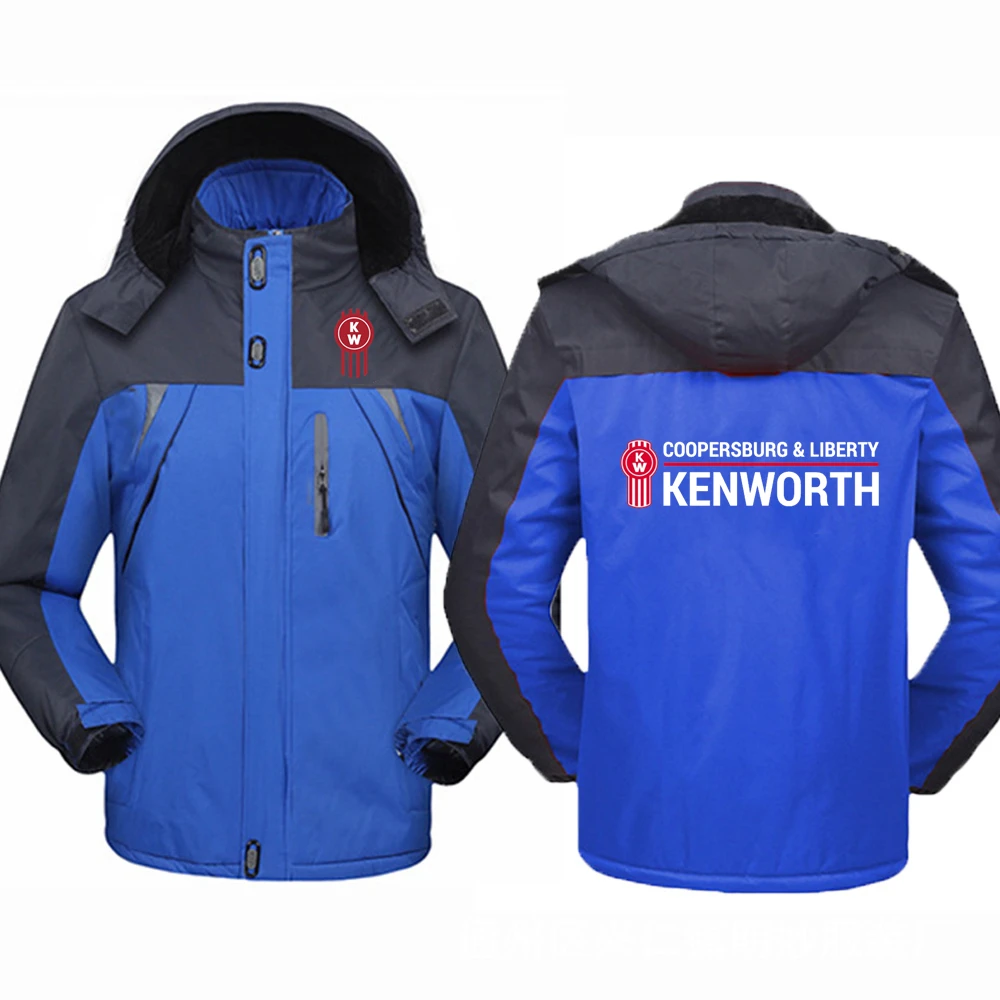 

Winter New Kenworth Logo Print Custom Made Spliced Men Zipper Down Jacket Cotton Warm Thicken Casual Fashion Man Women Sportswea