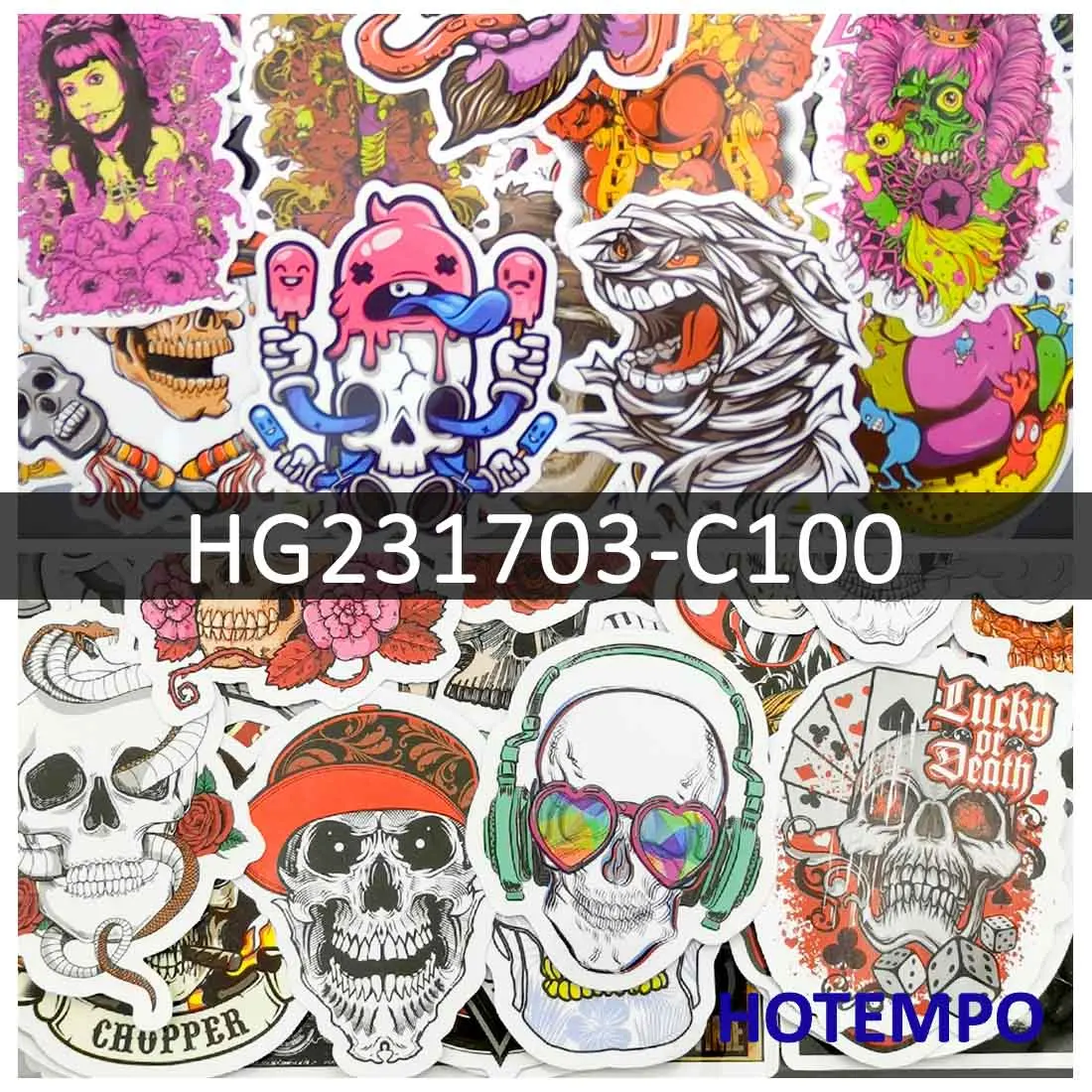 

50/100Pieces Retro Zombie Skull Rider Demon Monster Gothic Stickers for Motorcycle Car Bike Guitar Luggage Phone Laptop Sticker