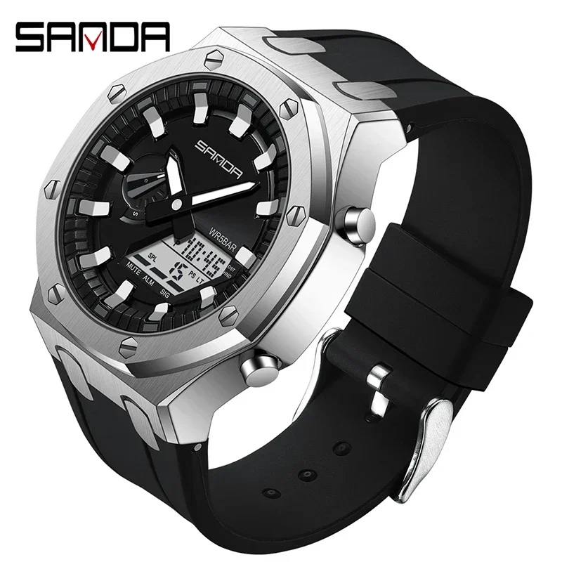 

SANDA 3309 Style Men Digital Watch Shock Military Sports Watches Waterproof Electronic Wristwatches Male Clock Relogio Masculino