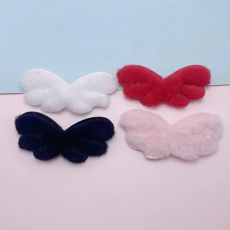 

30Pcs 8*4CM Furry Felt Angel Wing Padded Appliques For Baby Sock Hat Sewing DIY Headwear Accessories Patches