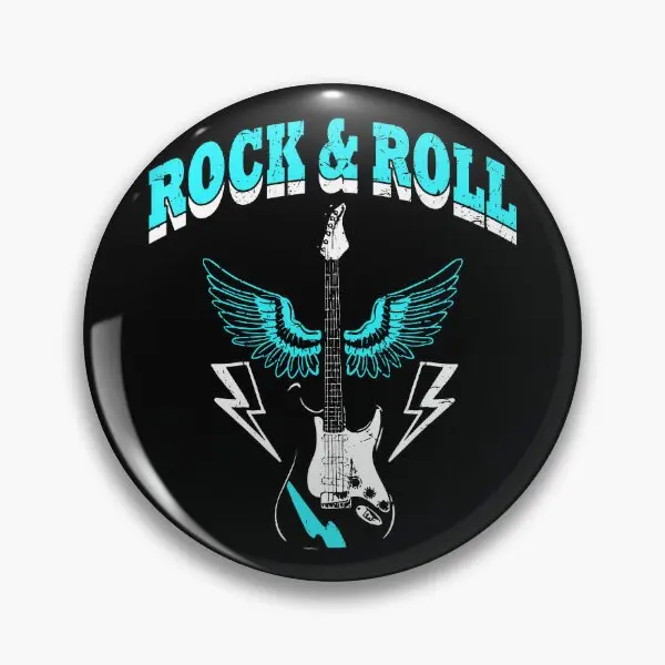 

Guitar With Wings Rock Roll Soft Button Pin Brooch Creative Clothes Cute Lapel Pin Decor Cartoon Women Collar Jewelry Metal