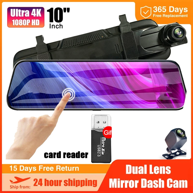 

Car Dvr Mirror GPS 1080P Dual Cams 10 inch AutoTouch Screen RearView Car Dash Cam Stream Media Video Auto Recorder Night Vision