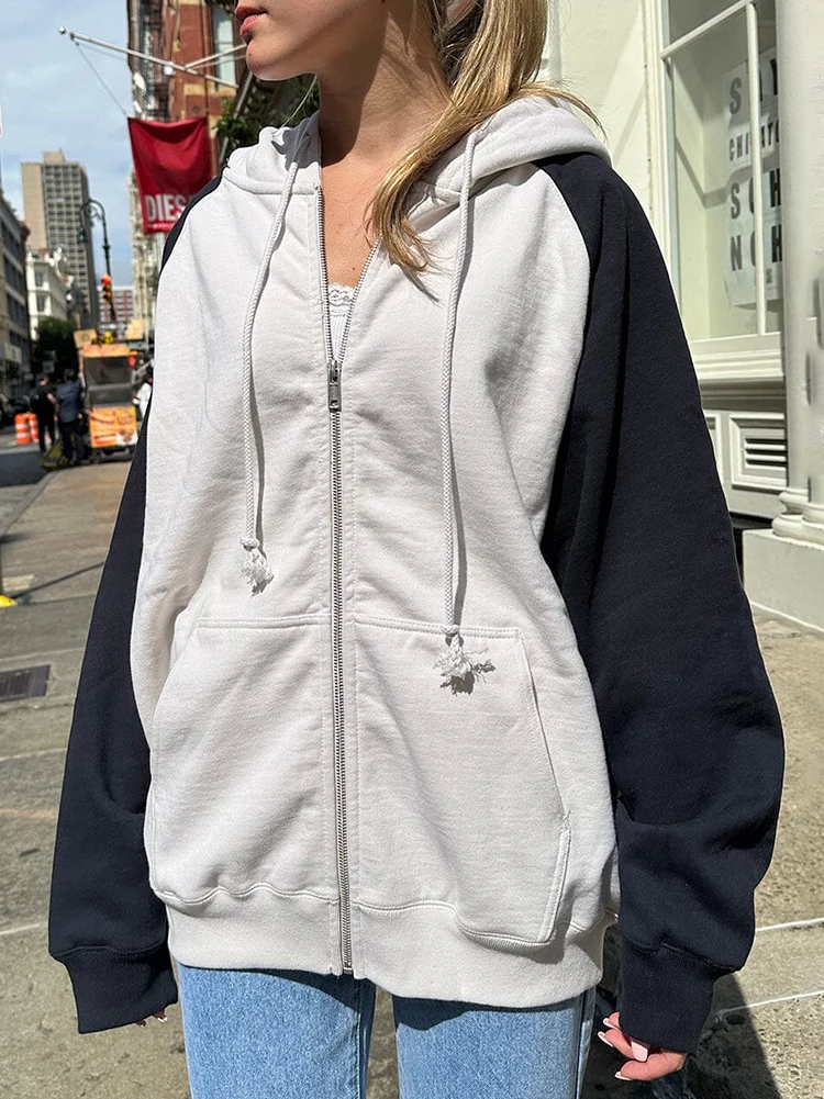 Patchwork Vintage Zip-up Hoodie Women Autumn Cotton Pockets Drawstring Hooded Sweatshirt Casual Streetwear Loose Jacket Tops
Patchwork Vintage Zip-up Hoodie Women Autumn Cotton Pockets Drawstring Hooded Sweatshirt Casual Streetwear Loose Jacket Tops