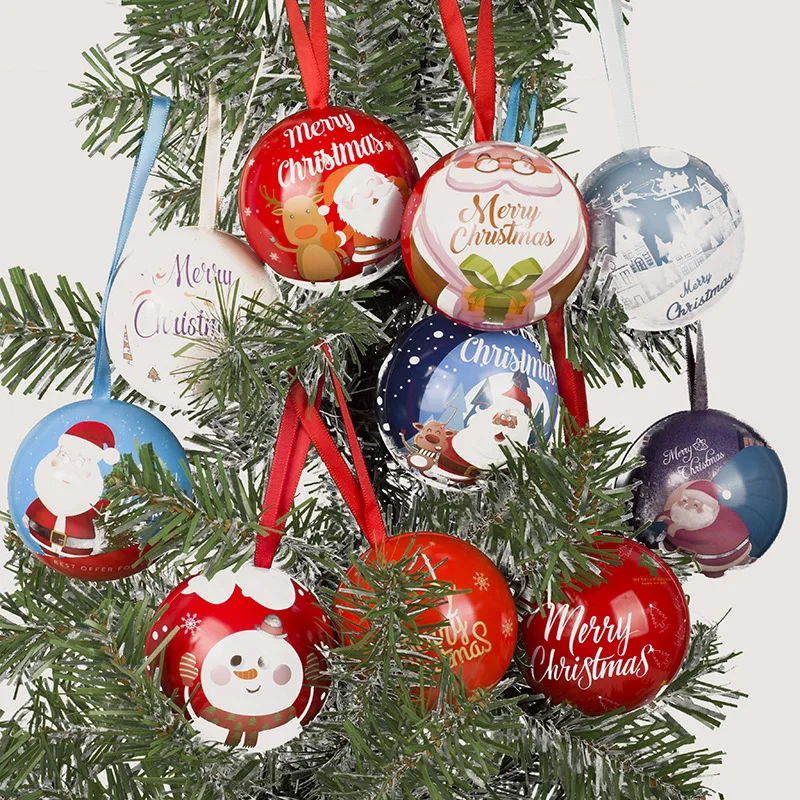

6 шт. Рождественские шары, рождественские конфеты, железная коробка, украшения для рождественской елки, шар, Санта-Клаус, снеговик, украшение 2023, Новогоднее украшение