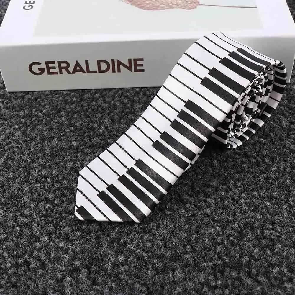 

Подарочный классический модный музыкальный галстук, тонкий галстук, черный и белый галстук для клавиатуры пианино