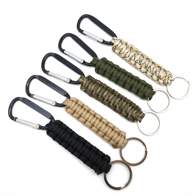 

Key Chains Outdoor Emergency Paracord Rescue Survival Braided Cord Rope Keychain with Carabiner Military for Hiking Camping