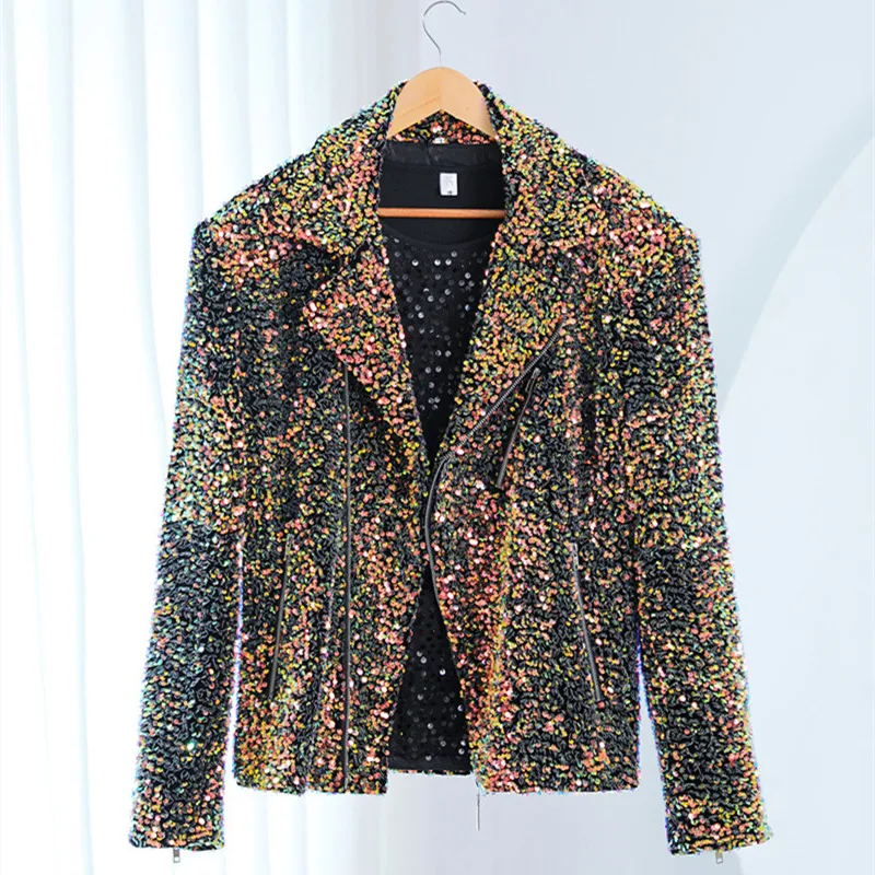 Bar Stage Male Star Singer Glitter Sequins Jacket Casual Coat Slim Zipper Motorcycle Jacket Dance Costume 3 Colors
Bar Stage Male Star Singer Glitter Sequins Jacket Casual Coat Slim Zipper Motorcycle Jacket Dance Costume 3 Colors
