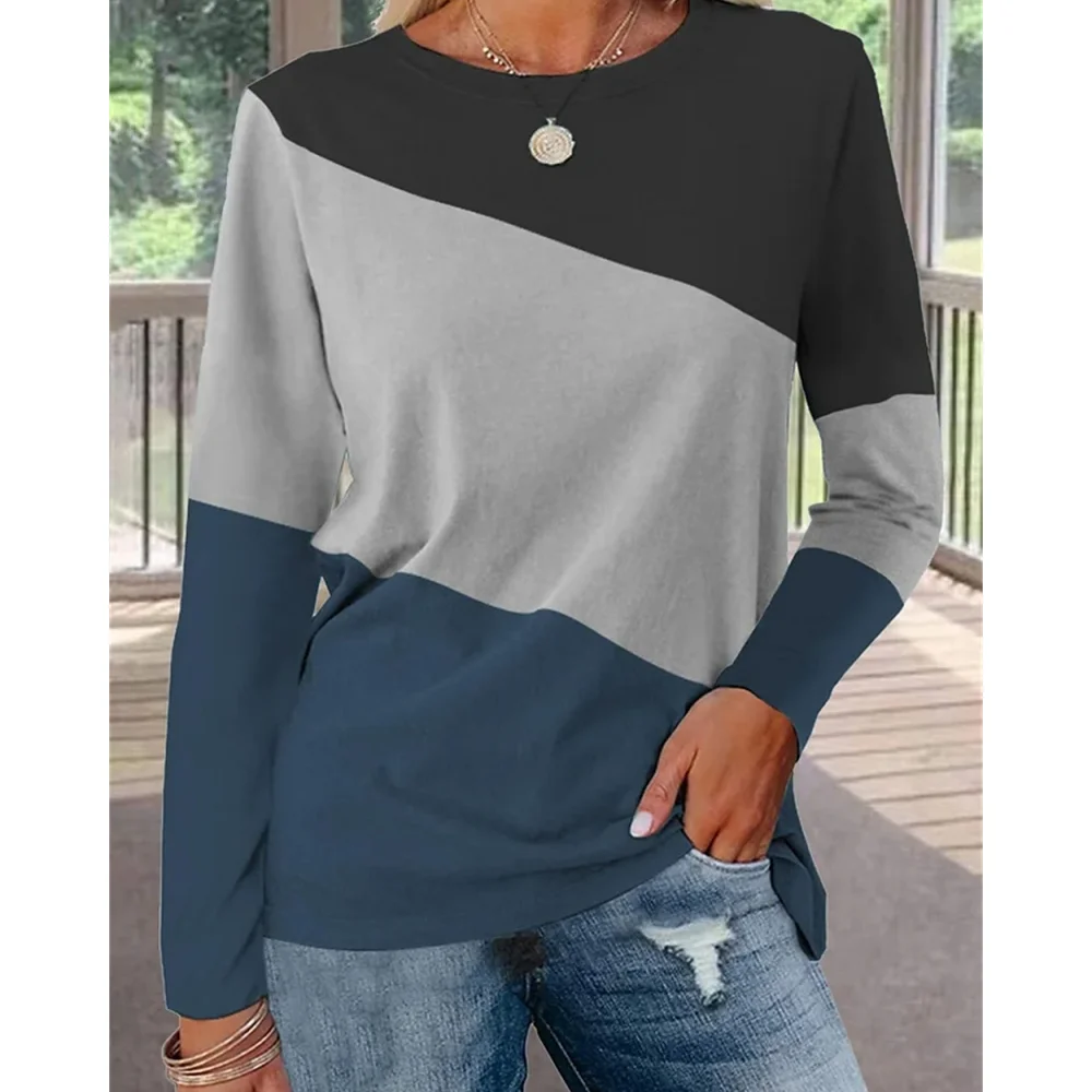 Женская хлопковая футболка в полоску, с принтом в стиле пэчворк, топы большого размера с длинным рукавом и круглым вырезом, пуловер для дам, одежда, новинка 2023
Женская хлопковая футболка в полоску, с принтом в стиле пэчворк, топы большого размера с длинным рукавом и круглым вырезом, пуловер для дам, одежда, новинка 2023