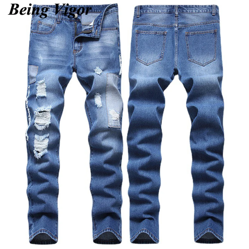 Джинсы мужские рваные в стиле пэчворк, 70% хлопок, голубые
Джинсы мужские рваные в стиле пэчворк, 70% хлопок, голубые