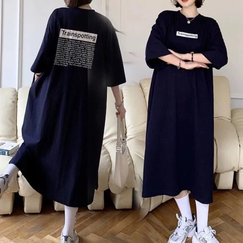 Vintage Casual Women's Plus Size T-Shirts Dress New In Korean Lady's Streetwear Oversize Female Maternity Dress Chic Dress 7 S696011c57f934a62af96f673d017fef7G