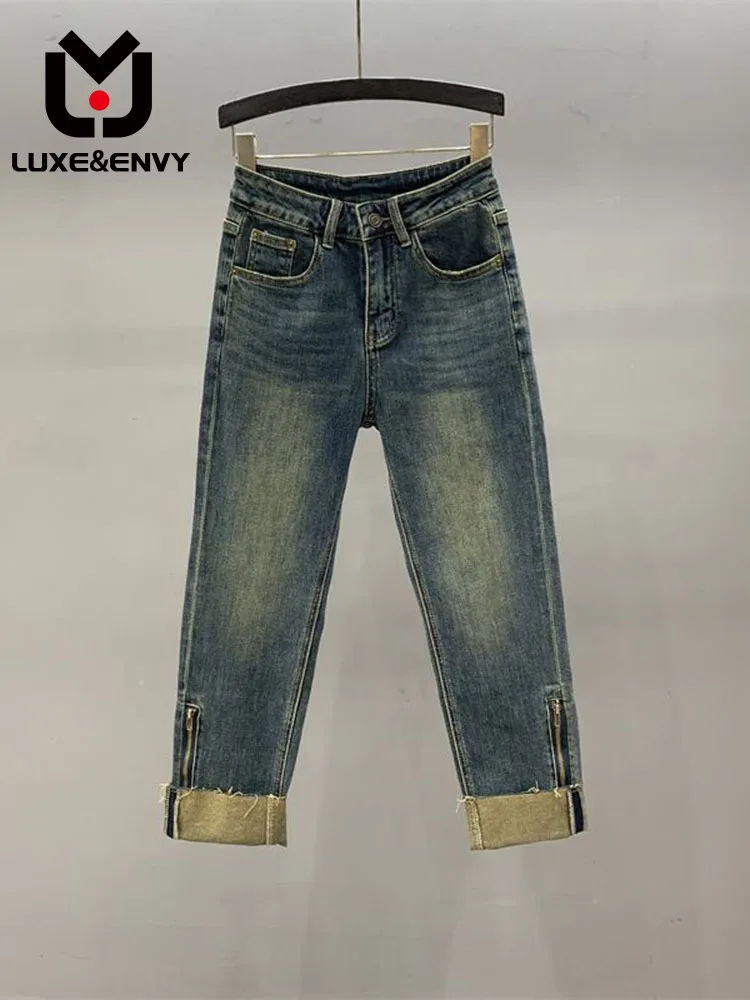 LUXE&ENVY Rolled Edge Straight Leg Jeans Women 2023, New Design Sense Zipper, High Waist,
LUXE&ENVY Rolled Edge Straight Leg Jeans Women 2023, New Design Sense Zipper, High Waist,