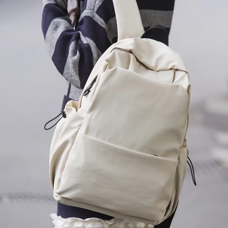 

Female Backpack Waterproof Nylon Women School Bag For Teenage Girl Men Casual Shoulder Bag Solid Color Rucksack Quality Travel
