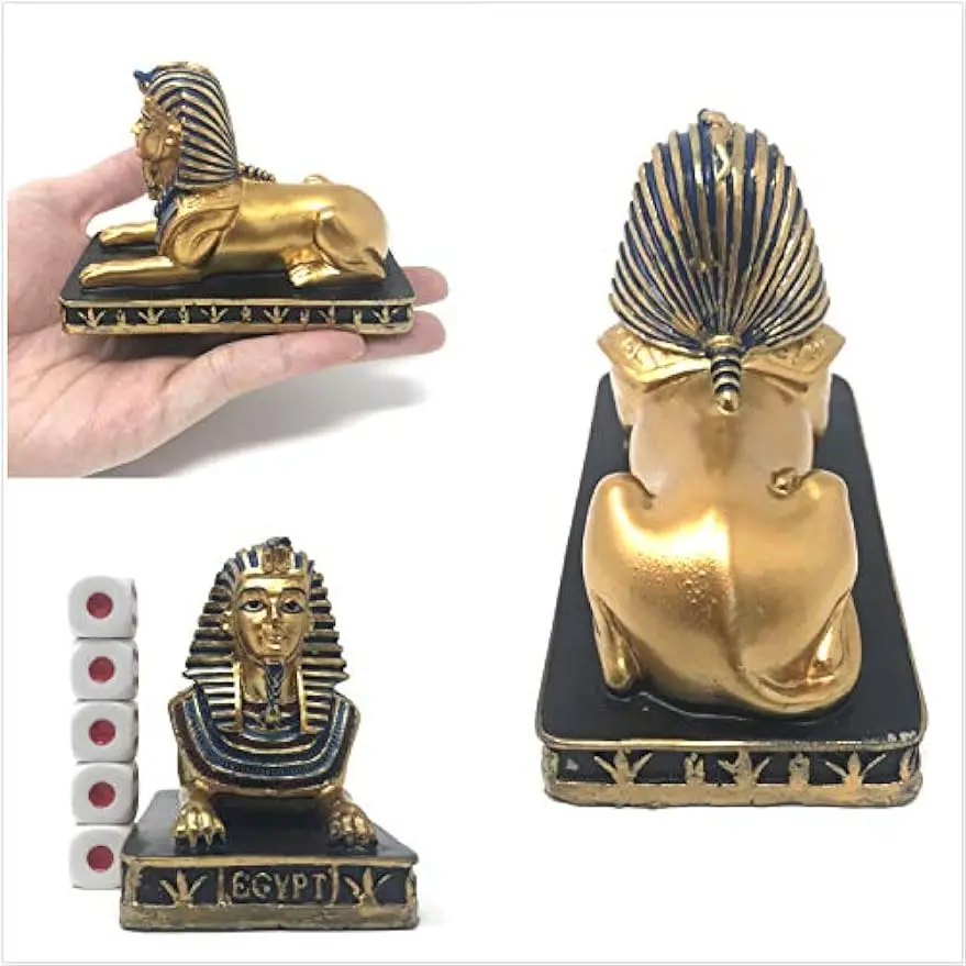 

Egyptian Egypt Pharaoh Gold Folk Statue Figurine Ornament Lion Mythology Greek