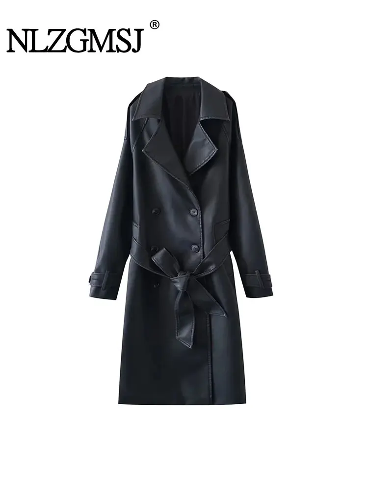 Nlzgmsj TRAF Autumn Long Trench Sheepskin Coat For Women Lapel Collar PU Leather Jacket Double Breasted Belted Windbreaker
Nlzgmsj TRAF Autumn Long Trench Sheepskin Coat For Women Lapel Collar PU Leather Jacket Double Breasted Belted Windbreaker