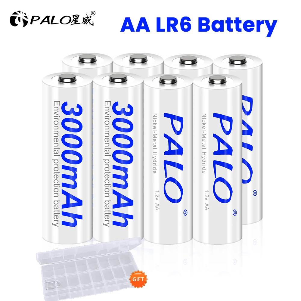 100% Original AA Rechargeable Batteries 3000mAh 1.2V Ni-MH AA Pre-Charged Rechargeble Battery LR6 Battery and LCD Smart Charger
100% Original AA Rechargeable Batteries 3000mAh 1.2V Ni-MH AA Pre-Charged Rechargeble Battery LR6 Battery and LCD Smart Charger