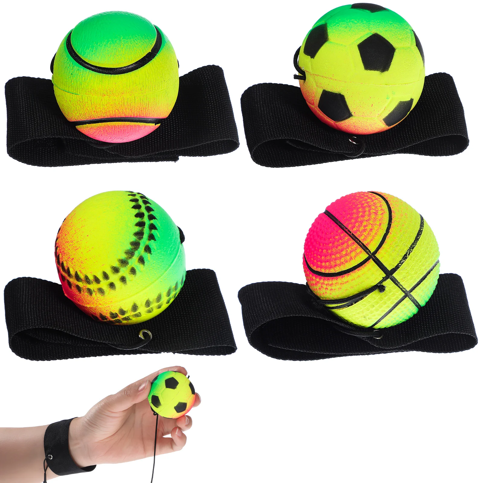 4 Pcs Wrist Balls Sports Balls on a String Rubber Rebound Balls Hand Exercise Balls
4 Pcs Wrist Balls Sports Balls on a String Rubber Rebound Balls Hand Exercise Balls