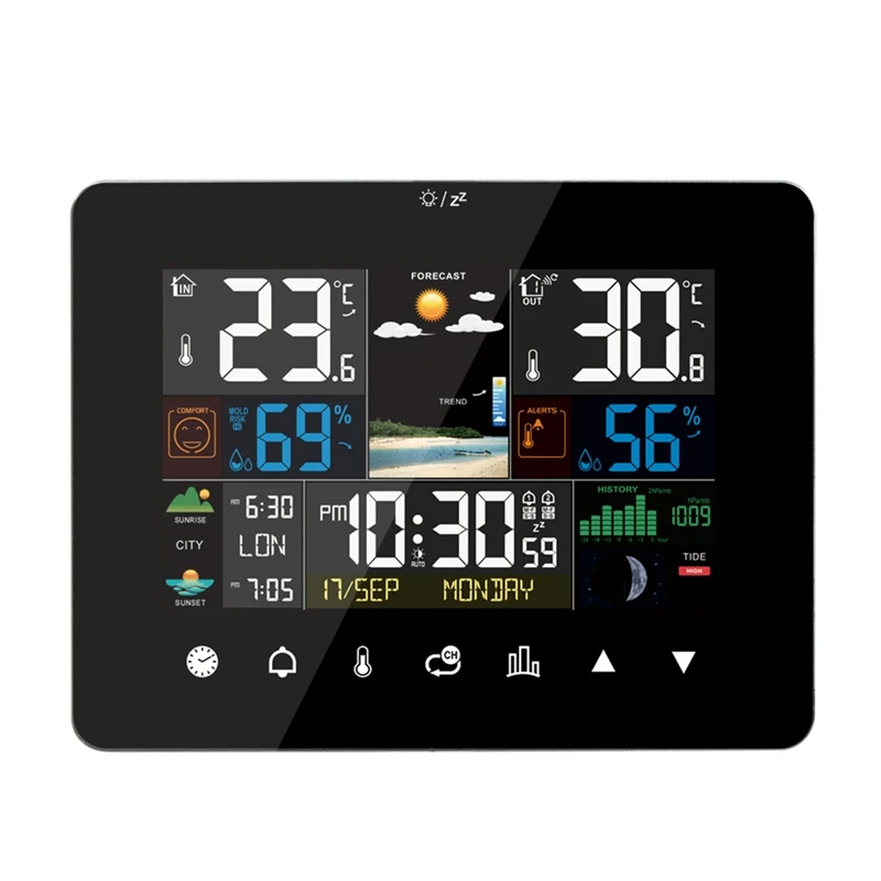 

Weather Station With Touch Screen Wall Clock Temperature Humidity Meter Table Desk Clocks With Outdoor Sensor For Home