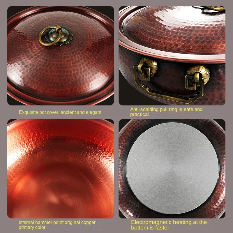 Extra-thick copper hotpot copper electromagnetic furnace Yuanyang Pot Old-fashioned flat-bottomed hand hammer hotpot pot for com
Extra-thick copper hotpot copper electromagnetic furnace Yuanyang Pot Old-fashioned flat-bottomed hand hammer hotpot pot for com