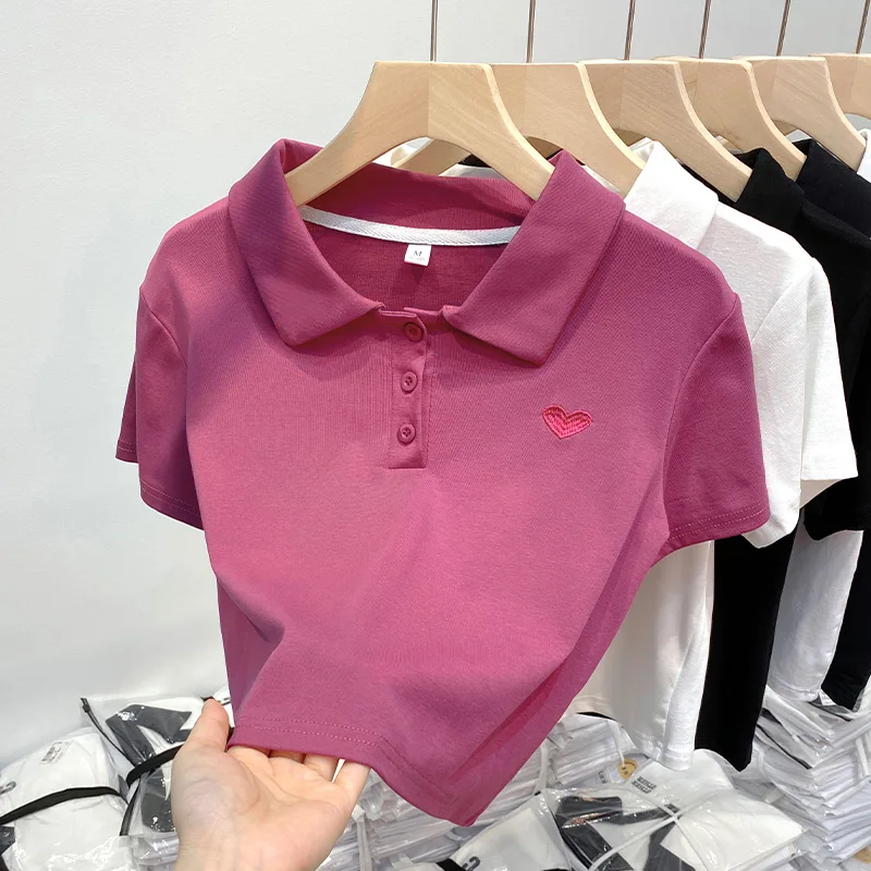 korean Love embroidery Bottoming Basic t shirt Women's Summer pure Cotton T-shirt Solid Lady Short Sleeve Loose crop Tops Shirts
korean Love embroidery Bottoming Basic t shirt Women's Summer pure Cotton T-shirt Solid Lady Short Sleeve Loose crop Tops Shirts