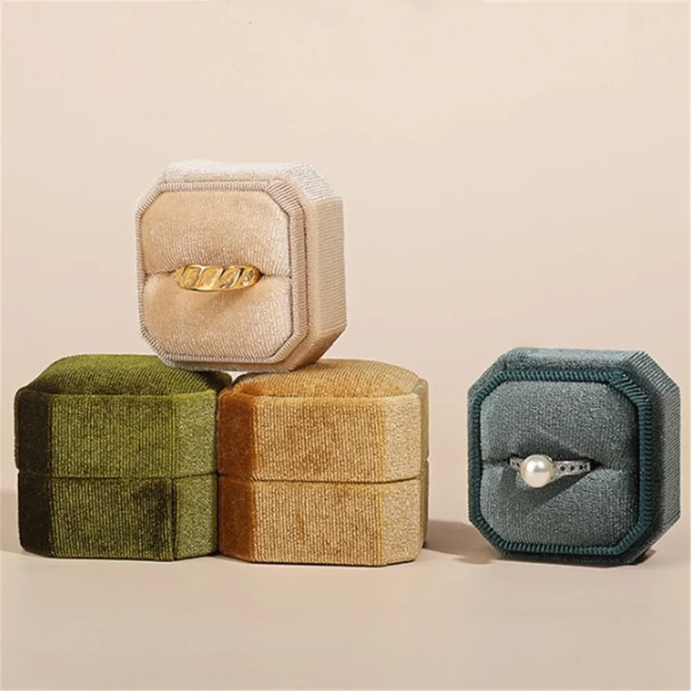 

New Velvet Jewelry Box Ring Box Double Ring Earring Studs Box Wedding Ring Box with Detachable Lid Jewelry Organizer StorageCase