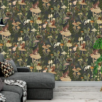 beibehang Custom American style rabbit tropical rain forest plant bedroom bedside background wallpaper papier peint