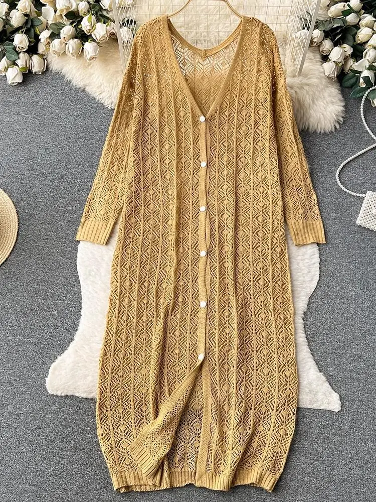 Fashion Summer Hollow Out Cardigans for Woman Casual Loose Vintage Party Knitted Long Overcoat Female Chic Elegant Clothes New
Fashion Summer Hollow Out Cardigans for Woman Casual Loose Vintage Party Knitted Long Overcoat Female Chic Elegant Clothes New