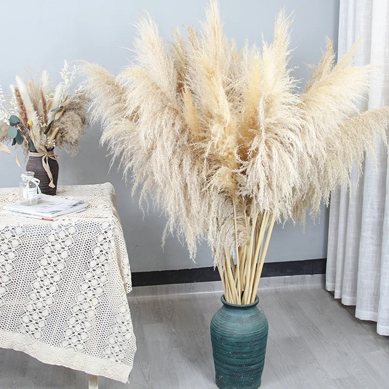 

10 PCS Natural Pampas Grass Decor Dry Tall Fake Pompa Floral Large Artificial Pompous for Floor Vase Filler Home Boho Decoration