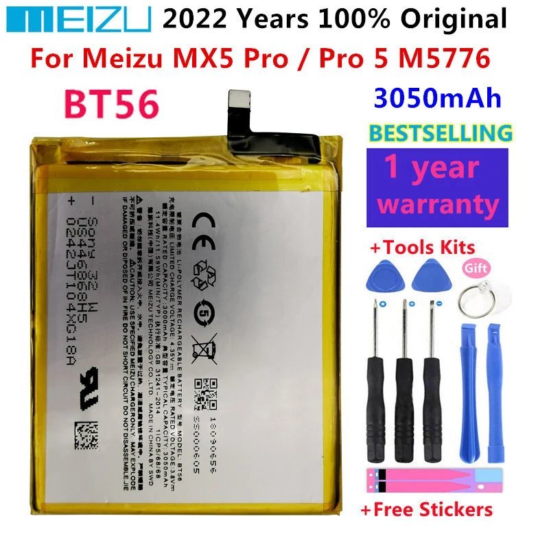

MEIZU Original 3050mAh BT56 Replacement Battery For Meizu Meizy Mei zu MX5 Pro / Pro 5 Pro5 M5776 BT 56 BT-56 Batteries+ Tools