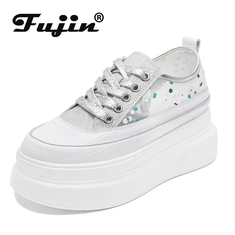 

Fujin 8cm Air Mesh Women Shoes Genuine Leather Sneakers Platform Shoes Wedge Heel for Women Summer Shoes Elegant Classy Design