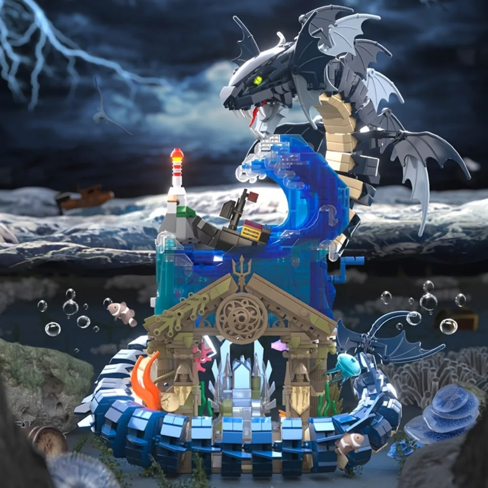Creative IDEAS Serpent of The Deep Building Blocks with LightSea Monster Model Toys Display Collection Christmas Gifts Creative IDEAS Serpent of The Deep Building Blocks with LightSea Monster Model Toys Display Collection Christmas Gifts