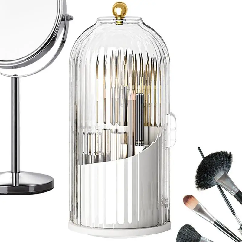 

Makeup Brush Holder 360 Rotating Luxury Brush Barrel Storage Box Portable Desktop Cosmetic Organizer Lipstick Brushes Holder