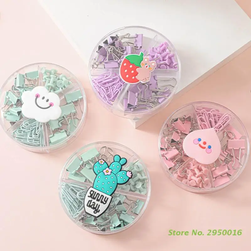 65Pcs Paper Clips Binder Clips Push Pins Set Assorted Sizes with Cute Box for Office Desk School Student Teacher Present
65Pcs Paper Clips Binder Clips Push Pins Set Assorted Sizes with Cute Box for Office Desk School Student Teacher Present