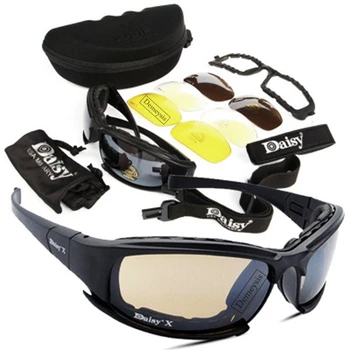 데이지 전술 편광 안경 군사 고글 선글라스, 4 렌즈 오리지널 박스 포함, 남성 촬영 하이킹 안경, Gafas