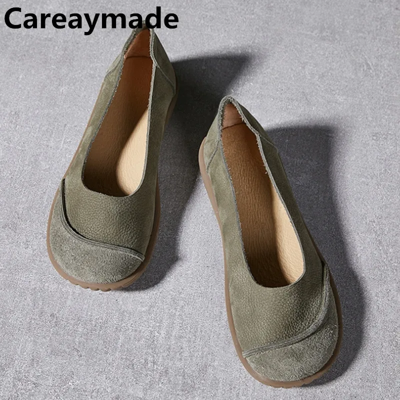 

Женские туфли Careaymade из натуральной кожи, свободные Туфли с круглым носком в стиле ретро на плоской подошве, повседневные туфли с закрытым носком