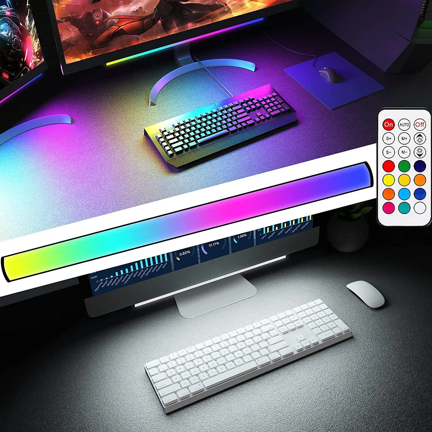 Under Monitor RGB Pickup Light Bar Gaming Ambient Lights with Remote Controller Computer TV Backlights for Game Room Livingroom
Under Monitor RGB Pickup Light Bar Gaming Ambient Lights with Remote Controller Computer TV Backlights for Game Room Livingroom