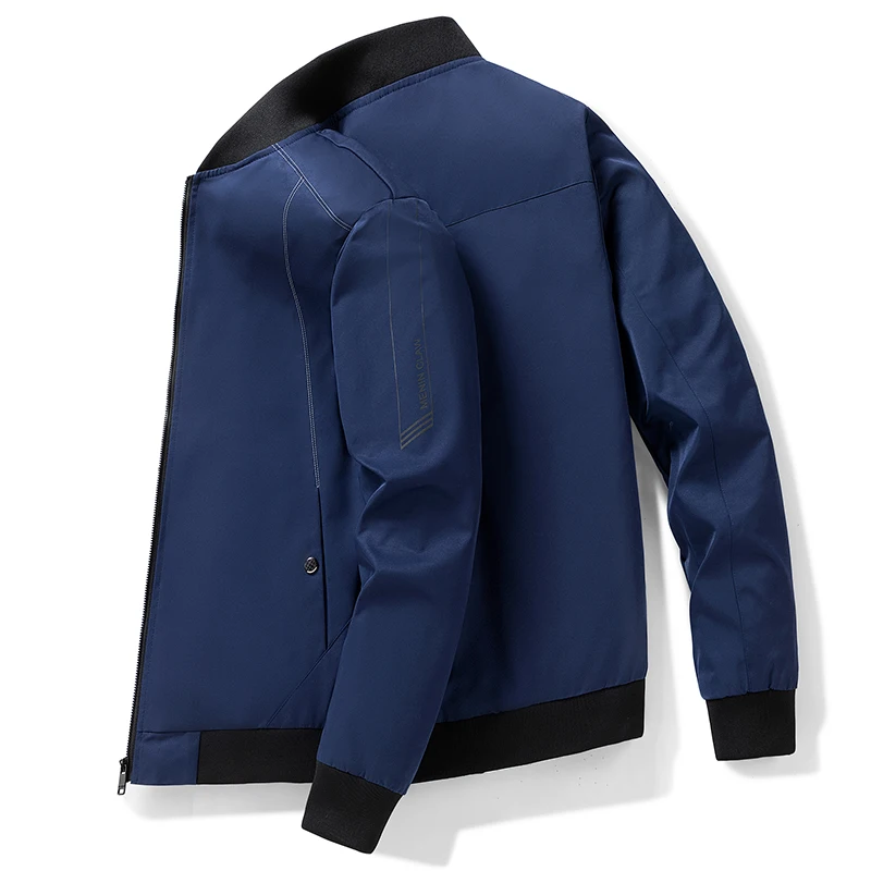 

Мужская бейсбольная куртка, однотонная приталенная ветровка с воротником-стойкой, куртка-бомбер, уличная одежда, весна-осень 2023