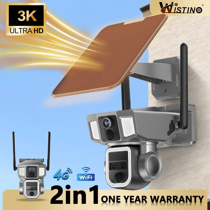 IP-камера Wistino на солнечной батарее, 4G, Wi-Fi, 2 в 1 
IP-камера Wistino на солнечной батарее, 4G, Wi-Fi, 2 в 1
