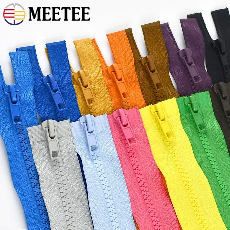 

5Pcs Meetee 5# Colorful Resin Zipper Bag Garment Double Slider Open End Zippers Luggage Decor Zips Repair DIY Sewing Accessories