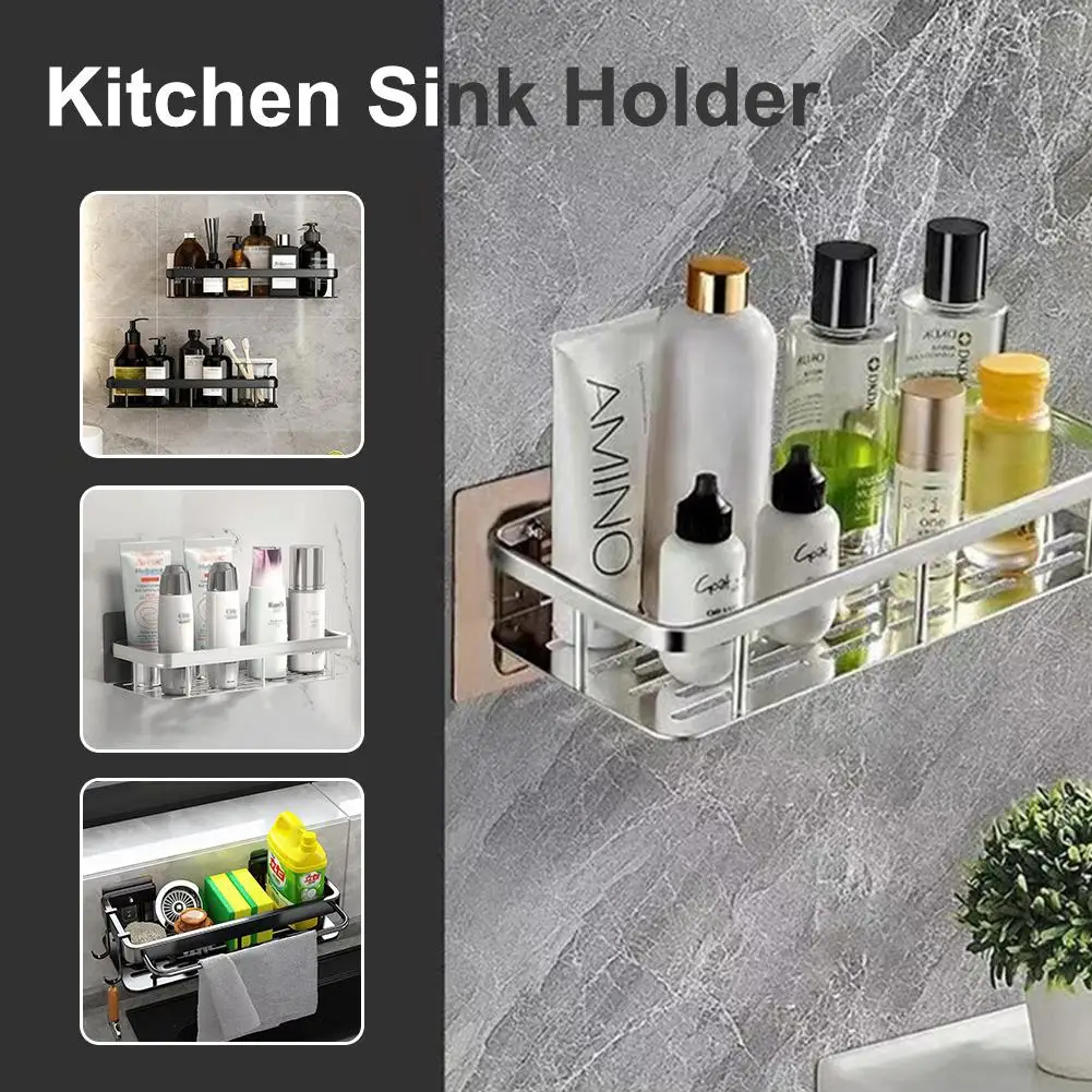 

Kitchen Storage Rack Towel Sponge Drain Racks Wall Organizerv Holder Brush Hanging Bathroom Desktop Soap Storage Sink D3V6