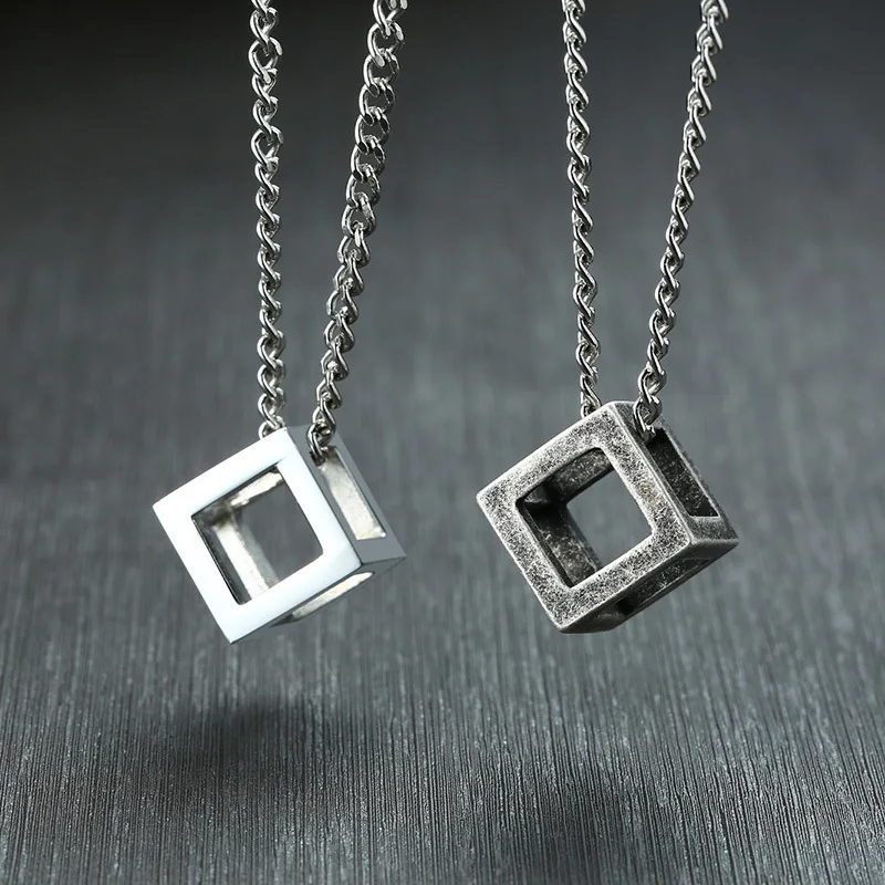 Retro Hollow Cube Pendant for Men Stainless Steel Square Vintage Necklace Punk Geometric Male Collier with 24" Curb Chain
Retro Hollow Cube Pendant for Men Stainless Steel Square Vintage Necklace Punk Geometric Male Collier with 24" Curb Chain