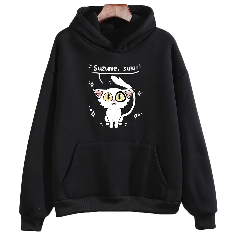 Suzume No Tojimari Daijin White Cat Cartoon Hoodie Women Kawaii/Cute Neko Suki Manga Graphic Clothing Fleece Autumn/Winter LOOSE
Suzume No Tojimari Daijin White Cat Cartoon Hoodie Women Kawaii/Cute Neko Suki Manga Graphic Clothing Fleece Autumn/Winter LOOSE