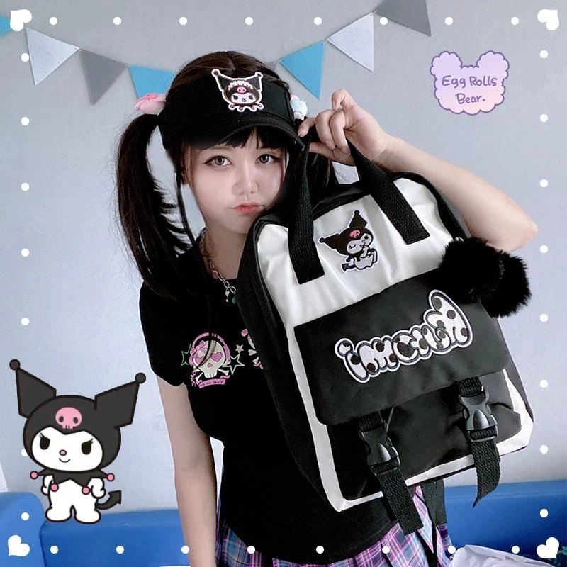 

Sanrios Kuromi Mymelody Cinnamoroll kawaii Anime Cartoon Nylon Backpack Students Schoolbags Travel Bag Climbing Camping Knapsack