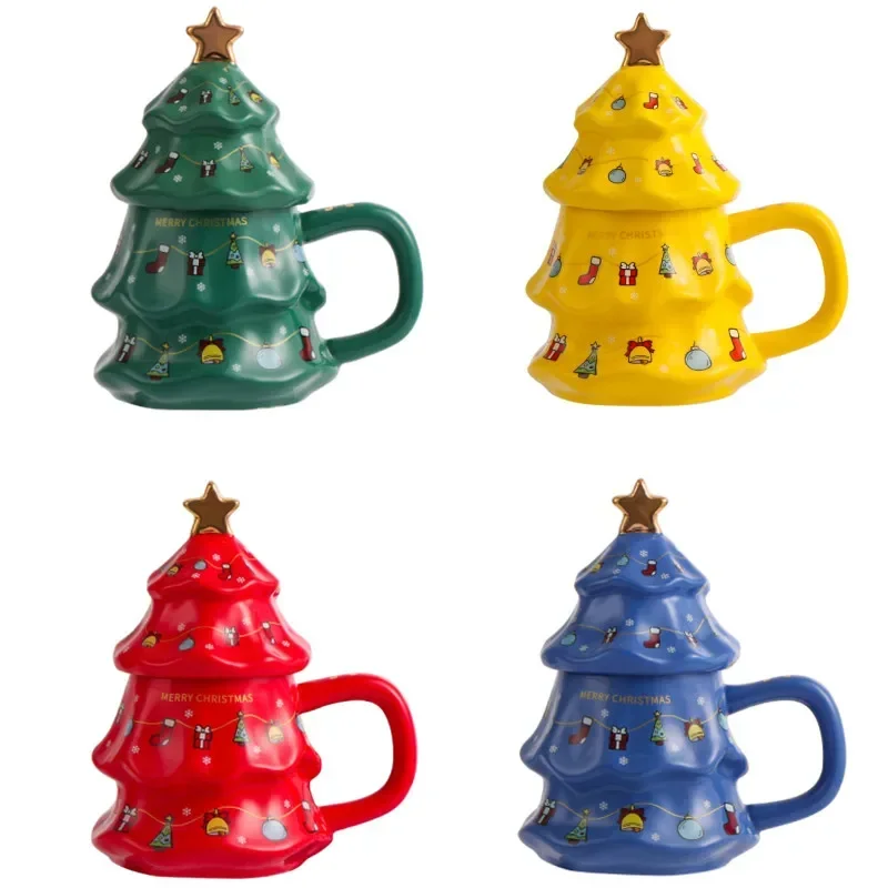 

450 мл керамические кружки, кофейные чашки, ручная Рождественская елка, чашка для молока и чая, кружка для завтрака в Корейском стиле из овсянки, посуда для напитков, кухня