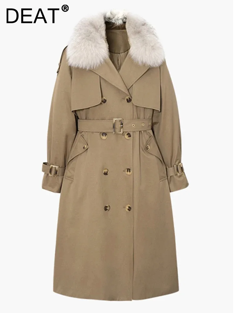 DEAT Fashion Women's Trench Coat Belt Fur Collar Double Breatsed Pockets Thickening Warm Windbreaker Winter 2024 New 7AB2314
DEAT Fashion Women's Trench Coat Belt Fur Collar Double Breatsed Pockets Thickening Warm Windbreaker Winter 2024 New 7AB2314