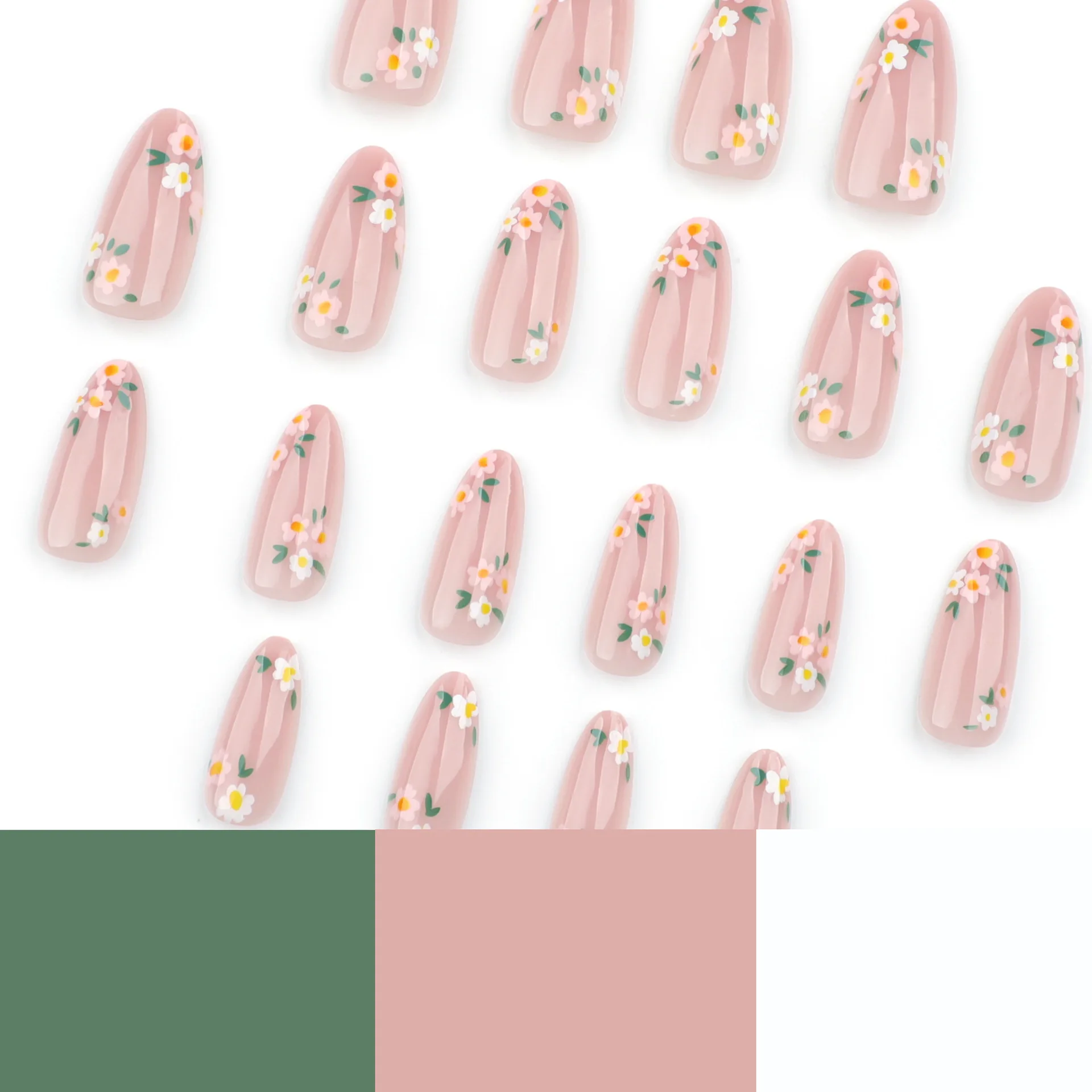 24pcs Press on Nails Summer Almond Flowers Full Coverage Nail Tips for Women&Girl Detachable Wearable Nail Art Daily Wear 4 S69998ea1339b4bf5b5f5067e831fc3feK